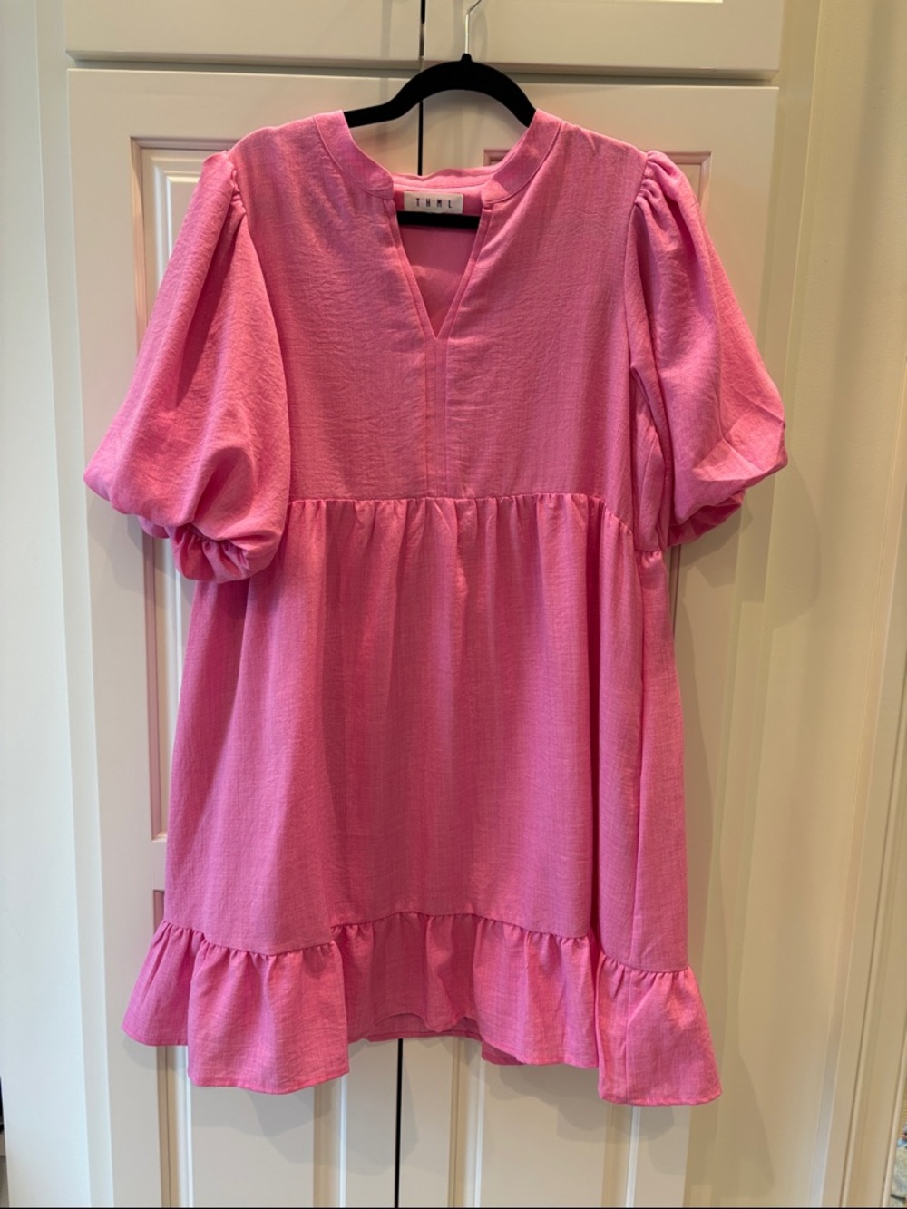 THML Pink Babydoll Ruffled Hem Dress